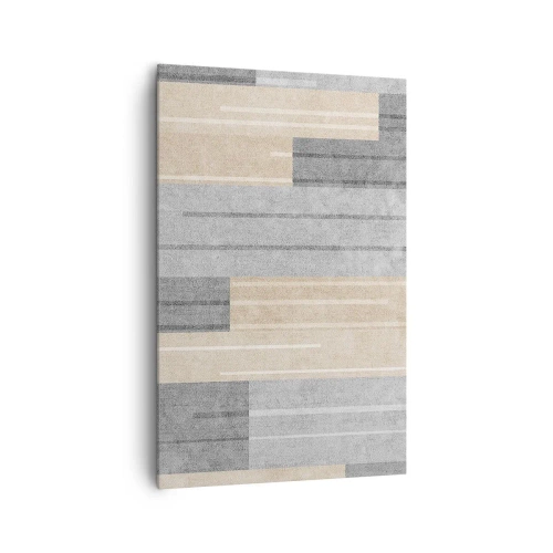 Quadro su tela - Stampe su Tela - Composizione geometrica nei toni del grigio e del beige - 80x120cm - Composizione: rigare dritto - Decorazione murale moderna per soggiorno e camera da letto ARTTOR