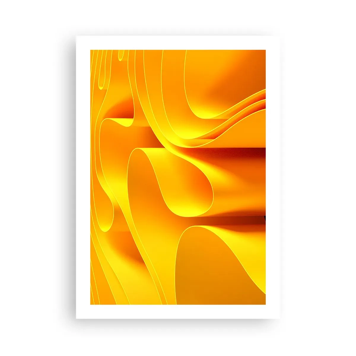 Poster - Una composizione astratta nei toni dell'oro e dell'arancione - 50x70cm - Come onde di sole - Decorazione murale moderna per soggiorno e camera da letto ARTTOR