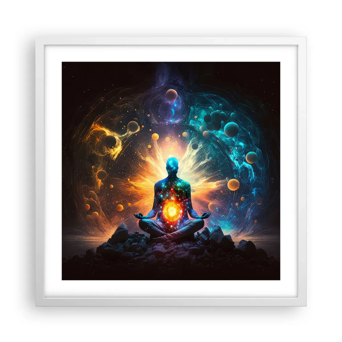 Poster in cornice bianca - Pace cosmica - 50x50 cm