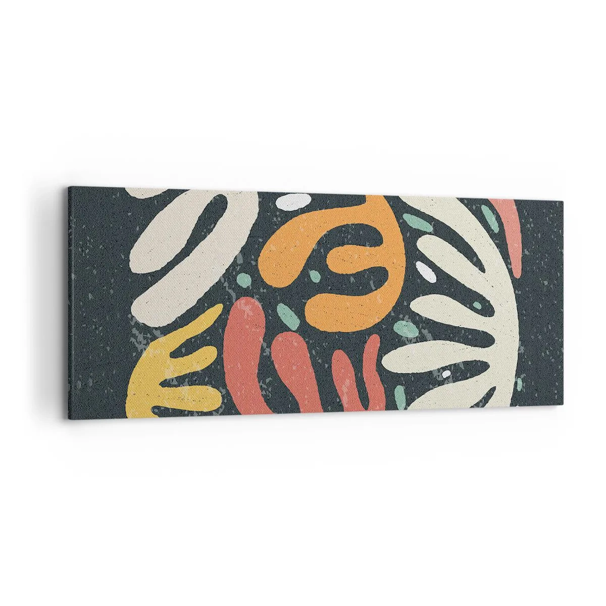 Quadro su tela - Stampe su Tela - Forme astratte in colori caldi su uno sfondo scuro - 120x50cm - Composizione: adesso ti acchiappo - Decorazione murale moderna per soggiorno e camera da letto ARTTOR