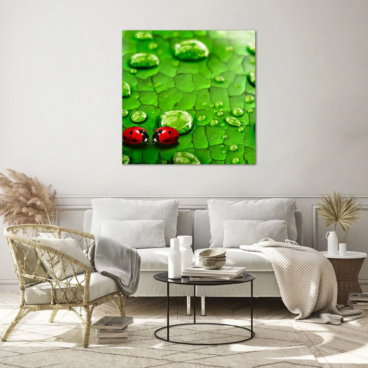 Quadro su vetro - Incontro in verde - 30x30 cm