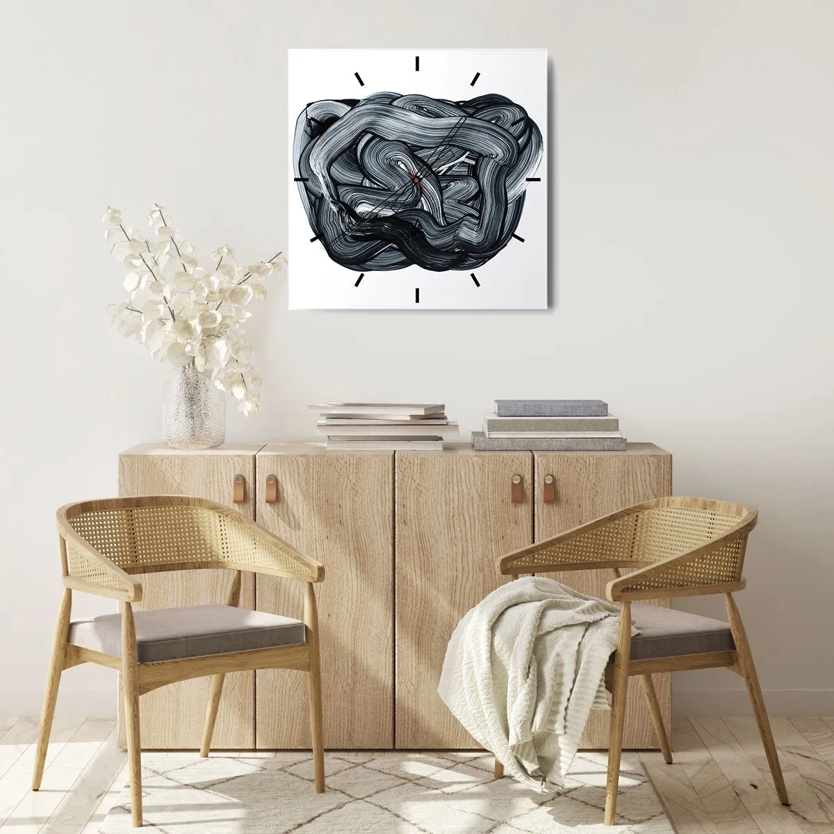Orologio da parete - Orologio in Vetro - Composizione astratta in tonalità di grigio - 30x30cm - Non è così semplice - Decorazione murale moderna per soggiorno e camera da letto ARTTOR