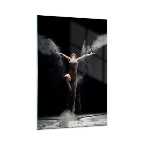 Quadro su vetro - Una ballerina in movimento con un sorprendente effetto polvere su uno sfondo nero - 80x120cm - Gli elfi esistono - Decorazione murale moderna per soggiorno e camera da letto ARTTOR