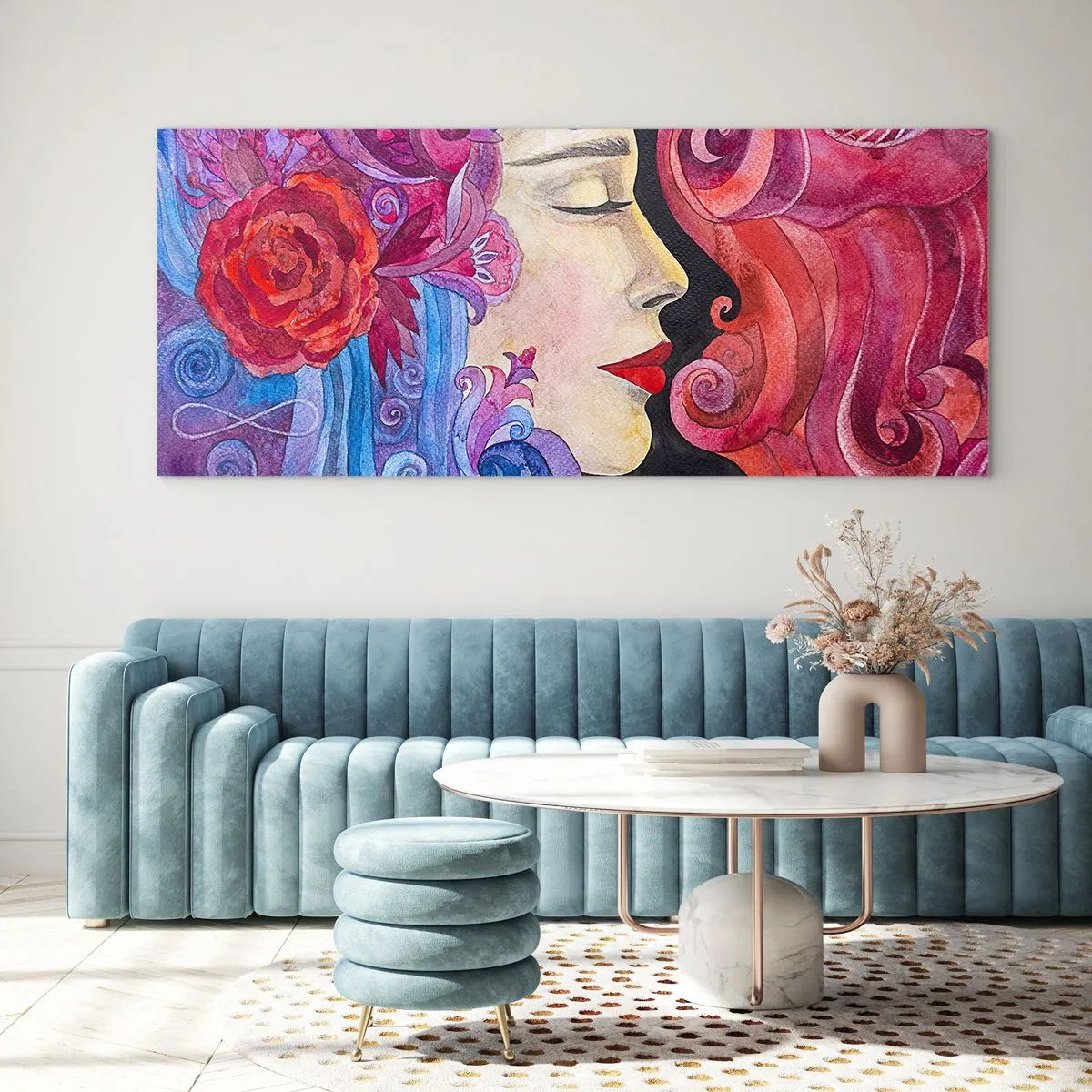 Quadro su vetro - L'Art Nouveau è sempre viva - 100x40 cm