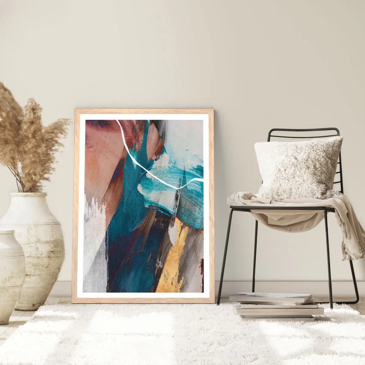 Poster in cornice rovere chiaro - Con forza ed energia - 30x40 cm