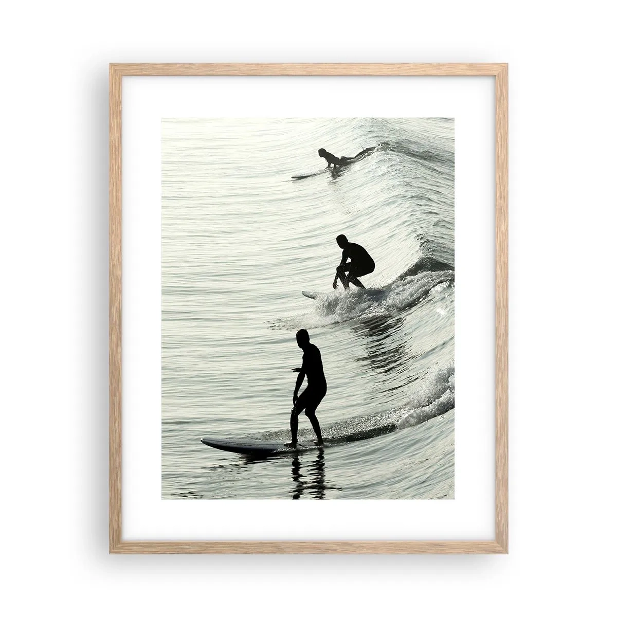 Poster in cornice rovere chiaro - Onde all'incontro - 40x50 cm