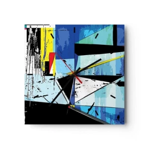 Orologio da parete - Orologio in Vetro - Composizione geometrica astratta in colori vivaci - 30x30cm - Guardando il mondo da un'angolazione... - Decorazione murale moderna per soggiorno e camera da letto ARTTOR
