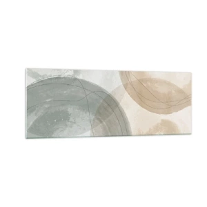 Quadro su vetro - Composizione astratta in colori pastello con linee - 140x50cm - Compenetrazione di mondi - Decorazione murale moderna per soggiorno e camera da letto ARTTOR