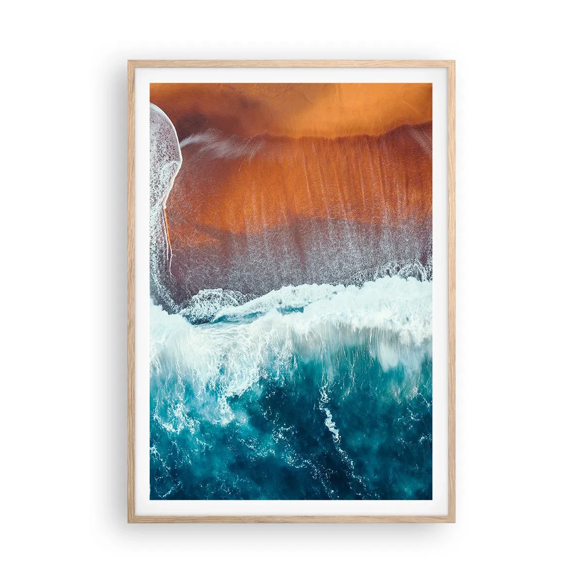 Poster in cornice rovere chiaro - Il tocco dell'oceano - 70x100 cm