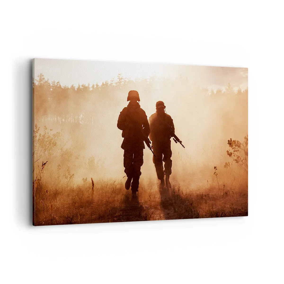 Quadro su tela - Stampe su Tela - Soldati marciano nella nebbia mattutina con la natura sullo sfondo - 120x80cm - Call of Duty - Decorazione murale moderna per soggiorno e camera da letto ARTTOR