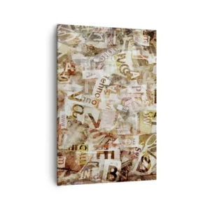 Quadro su tela - Stampe su Tela - Composizione astratta con lettere e frammenti di testo - 70x100cm - Unificando le chiacchiere - Decorazione murale moderna per soggiorno e camera da letto ARTTOR