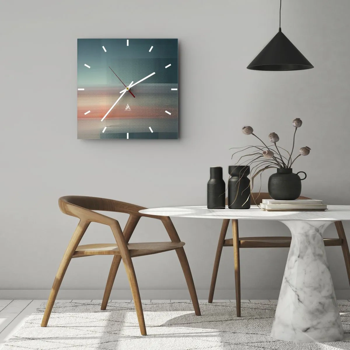 Orologio da parete - Orologio in Vetro - Astrazione: onde di luce - 40x40 cm