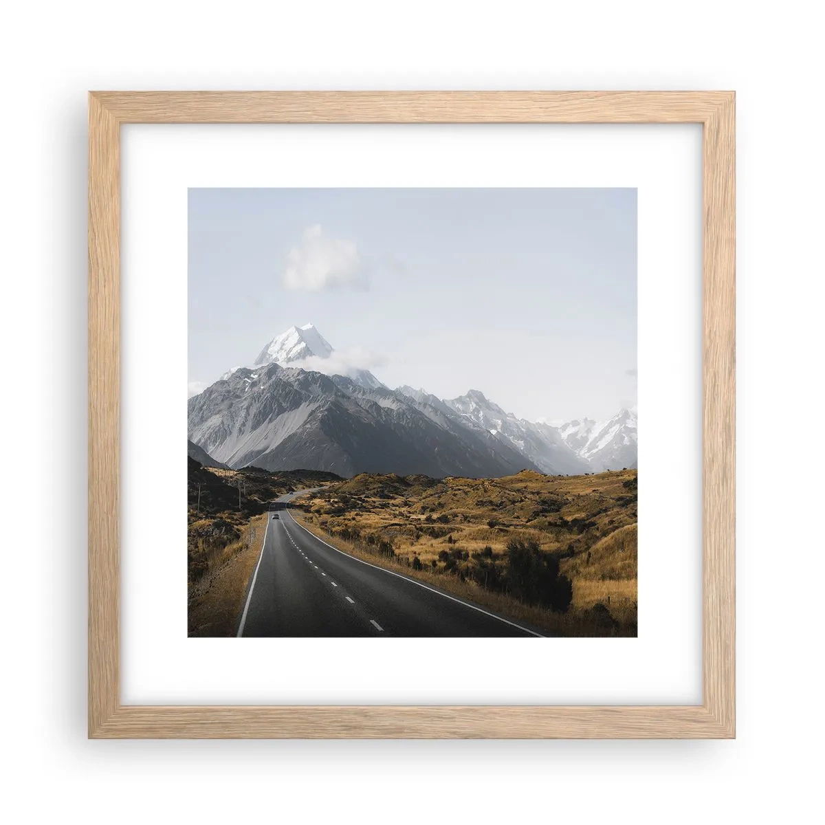 Poster in cornice rovere chiaro - Via verso il cuore dei monti - 30x30 cm
