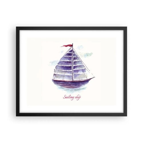Poster in cornice nera - Gonfie vele e mare calmo - 50x40 cm
