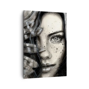 Quadro su tela - Stampe su Tela - Ritratto artistico di una donna con dettagli astratti - 50x70cm - Bellezza selvaggia - Decorazione murale moderna per soggiorno e camera da letto ARTTOR