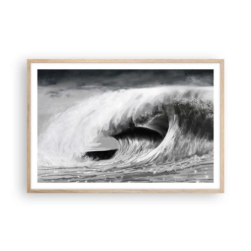 Poster in cornice rovere chiaro - La furia dell'oceano - 91x61 cm