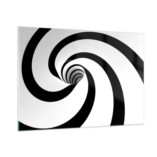 Quadro su vetro - Motivo a spirale ipnotico in bianco e nero - 100x70cm - Lasciarsi andare al vortice? - Decorazione murale moderna per soggiorno e camera da letto ARTTOR