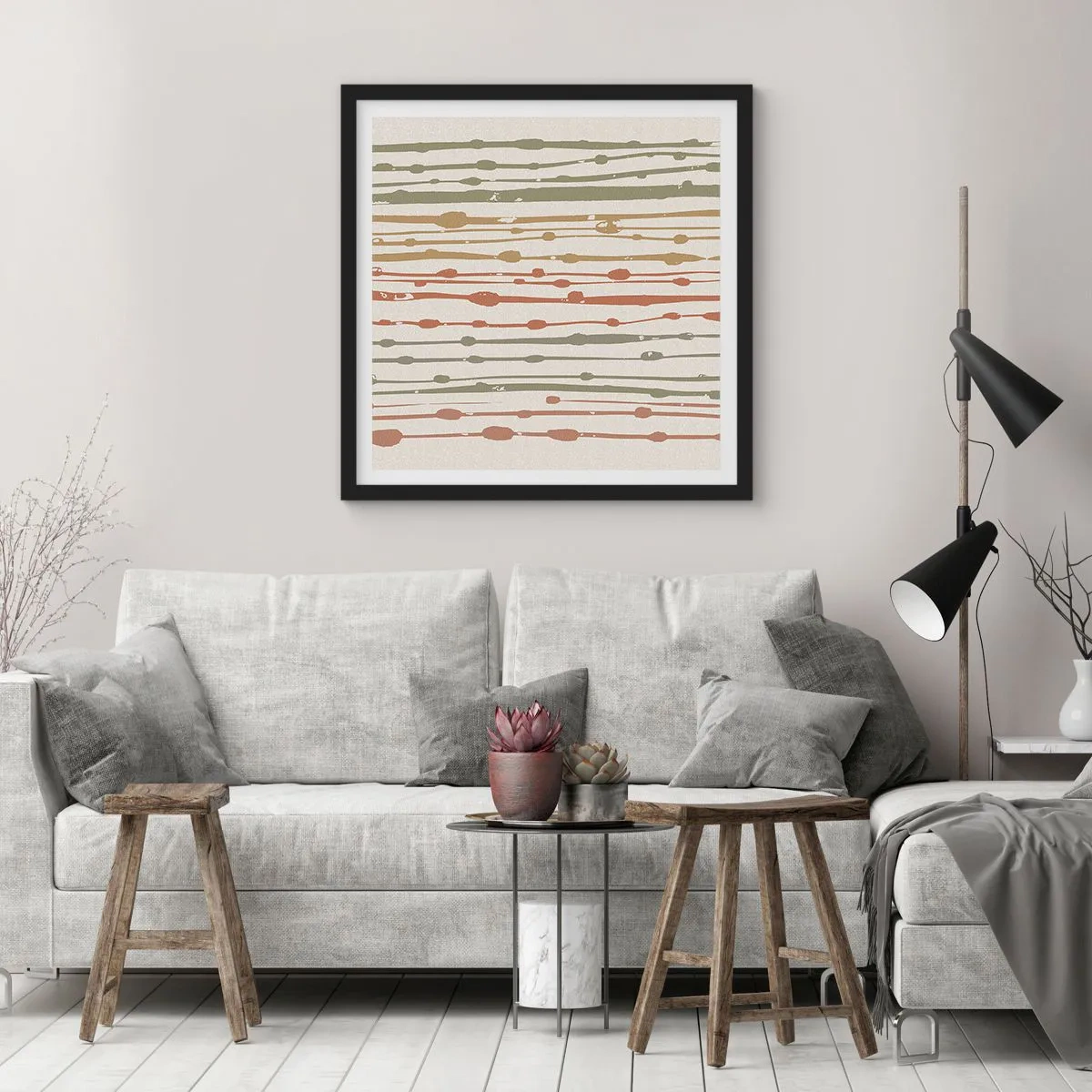 Poster in cornice nera - La notazione musicale dei colori - 60x60 cm