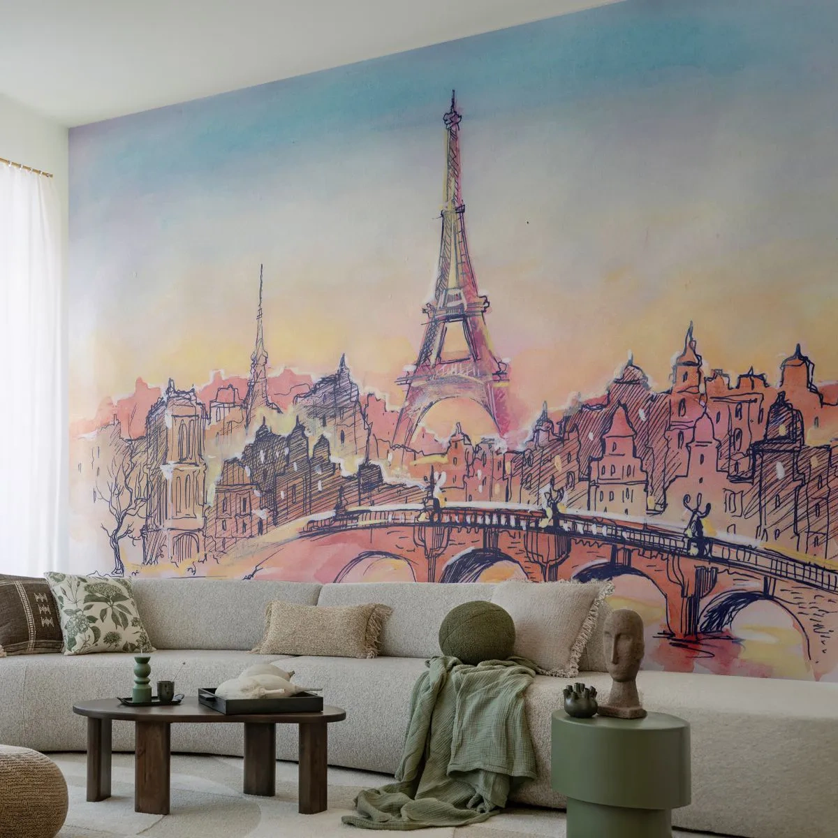 Fotomurali Autoadesivo Deluxe Sticker - L'unica città così al mondo - Città, Torre Eiffel, Parigi - 250x175 cm
