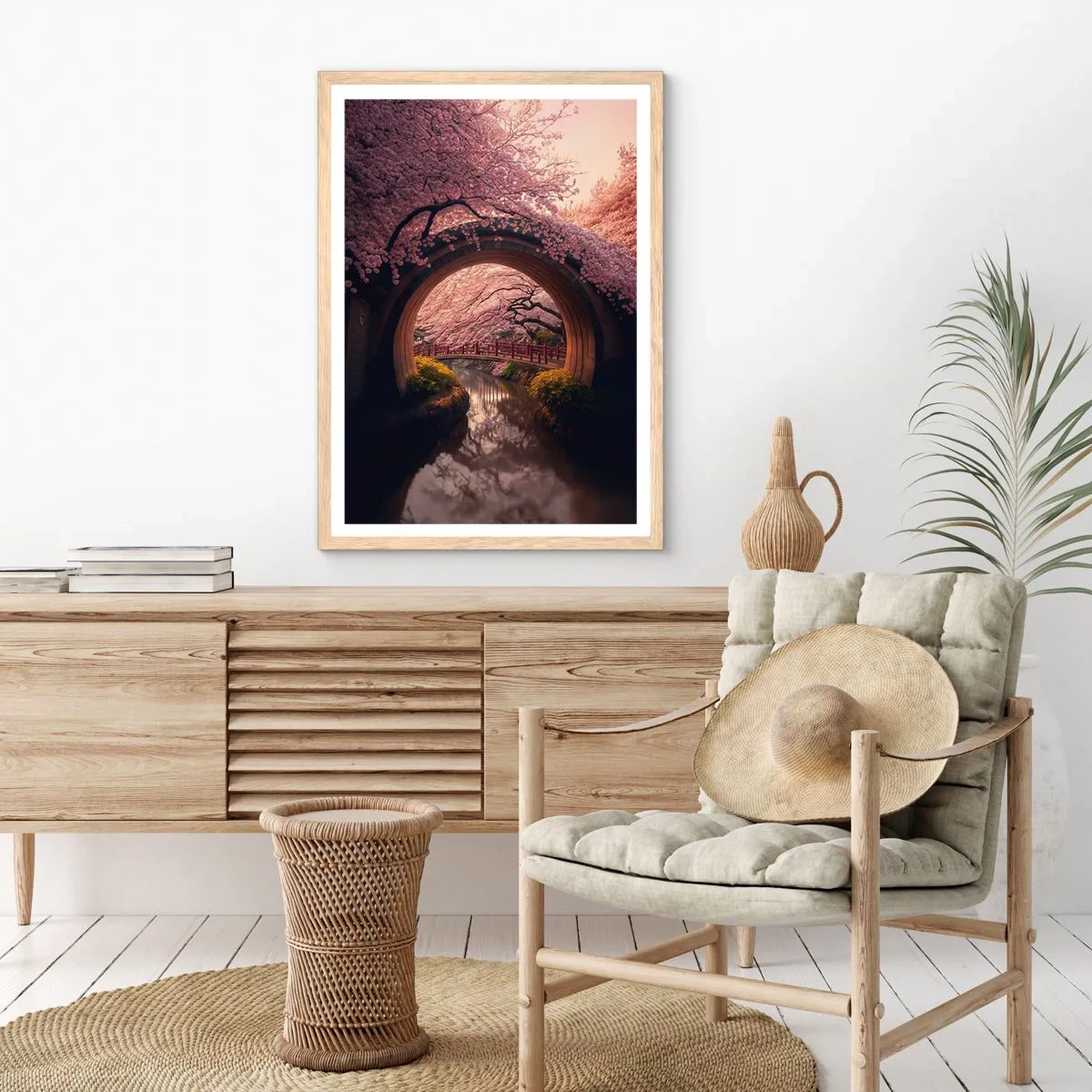 Poster in cornice rovere chiaro - Primavera giapponese - 70x100 cm