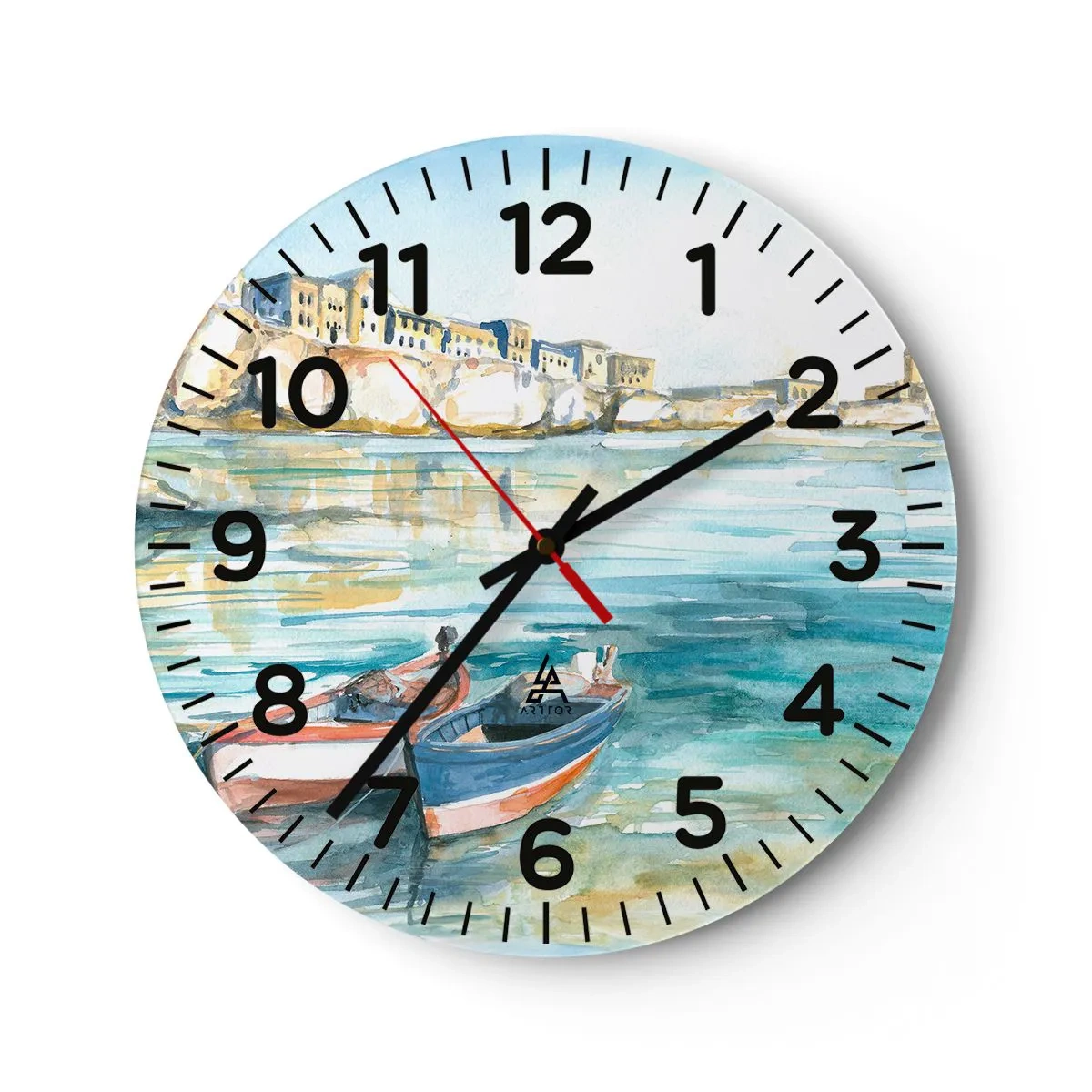 Orologio da parete - Orologio in Vetro - Paesaggio in azzurro - 40x40 cm