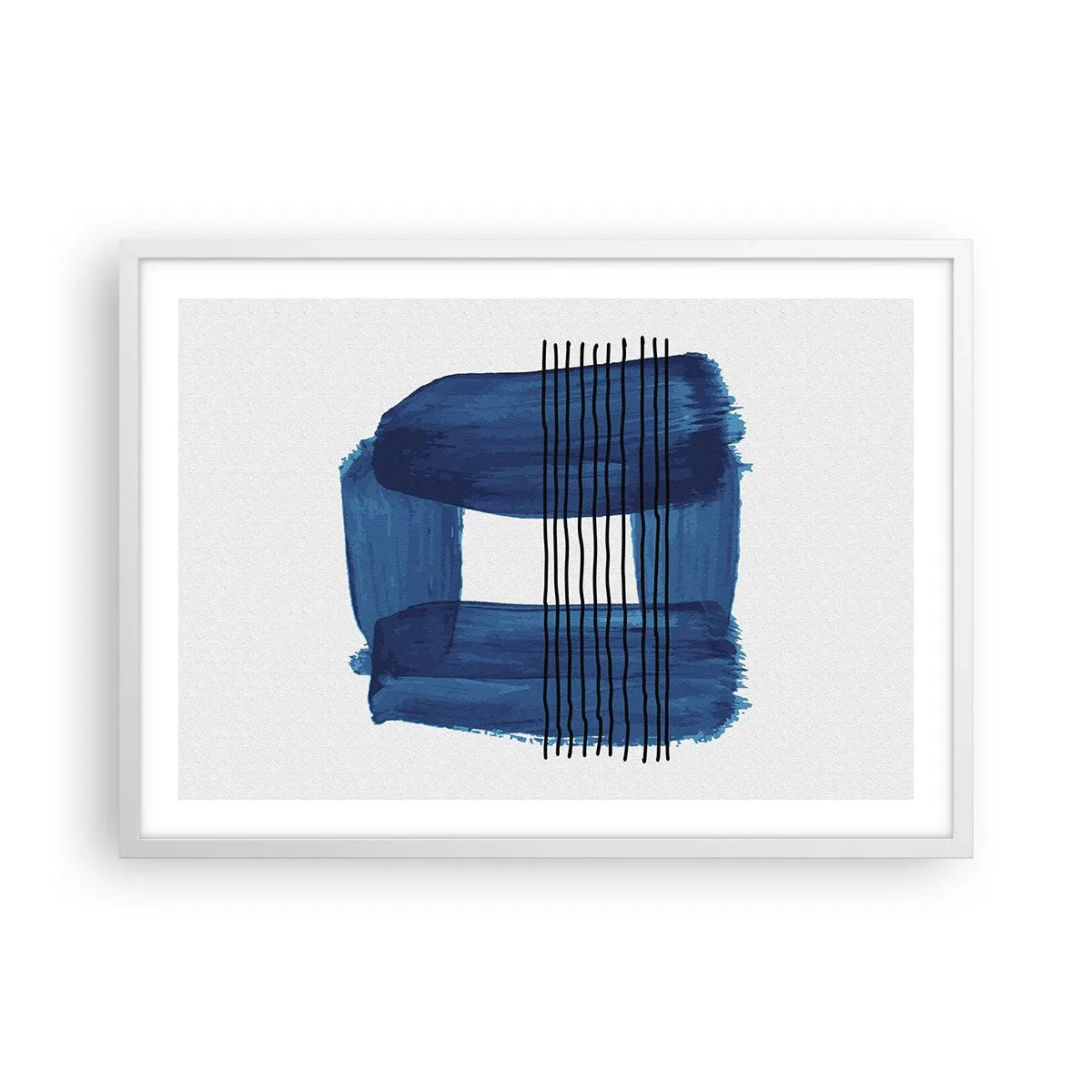 Poster in cornice bianca - Composizione blu e nera - 70x50 cm
