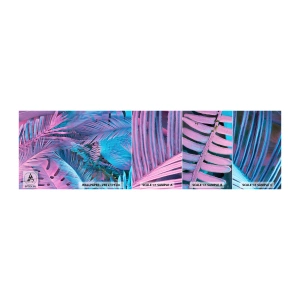 Campione Di Fotomurale Standard Eco - Tropici in rosa e blu - Astrazione, Foglie, Pianta tropicale - 100x30 cm