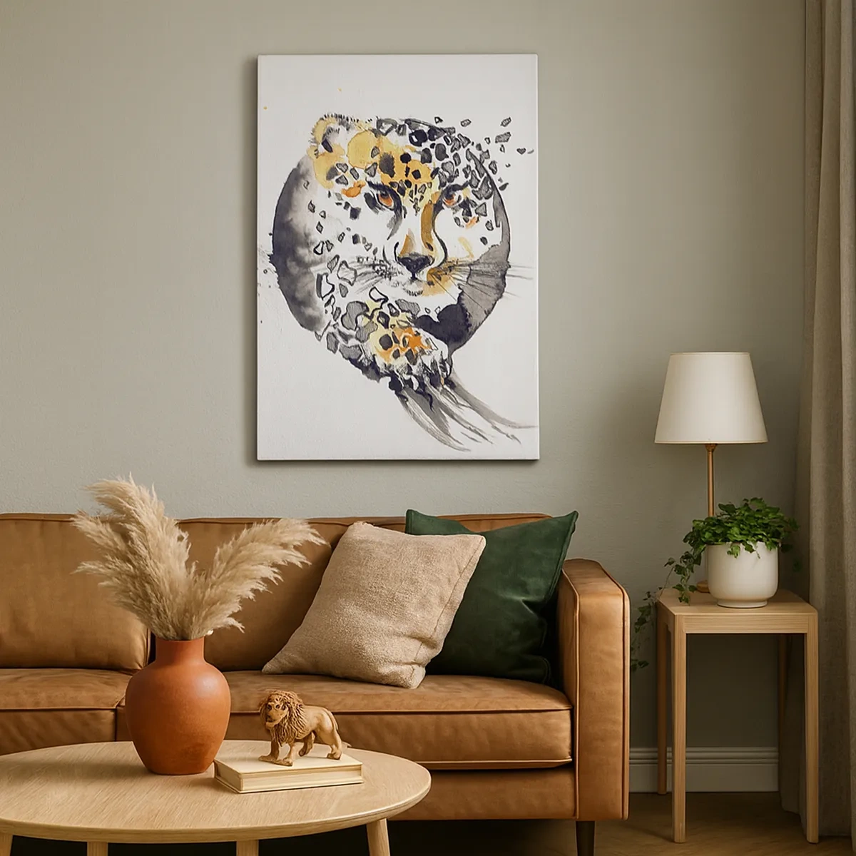 Quadro su tela - Stampe su Tela - Dipinto artistico ad acquerello con motivo ghepardo - 50x70cm - Bellezza predatrice - Decorazione murale moderna per soggiorno e camera da letto ARTTOR