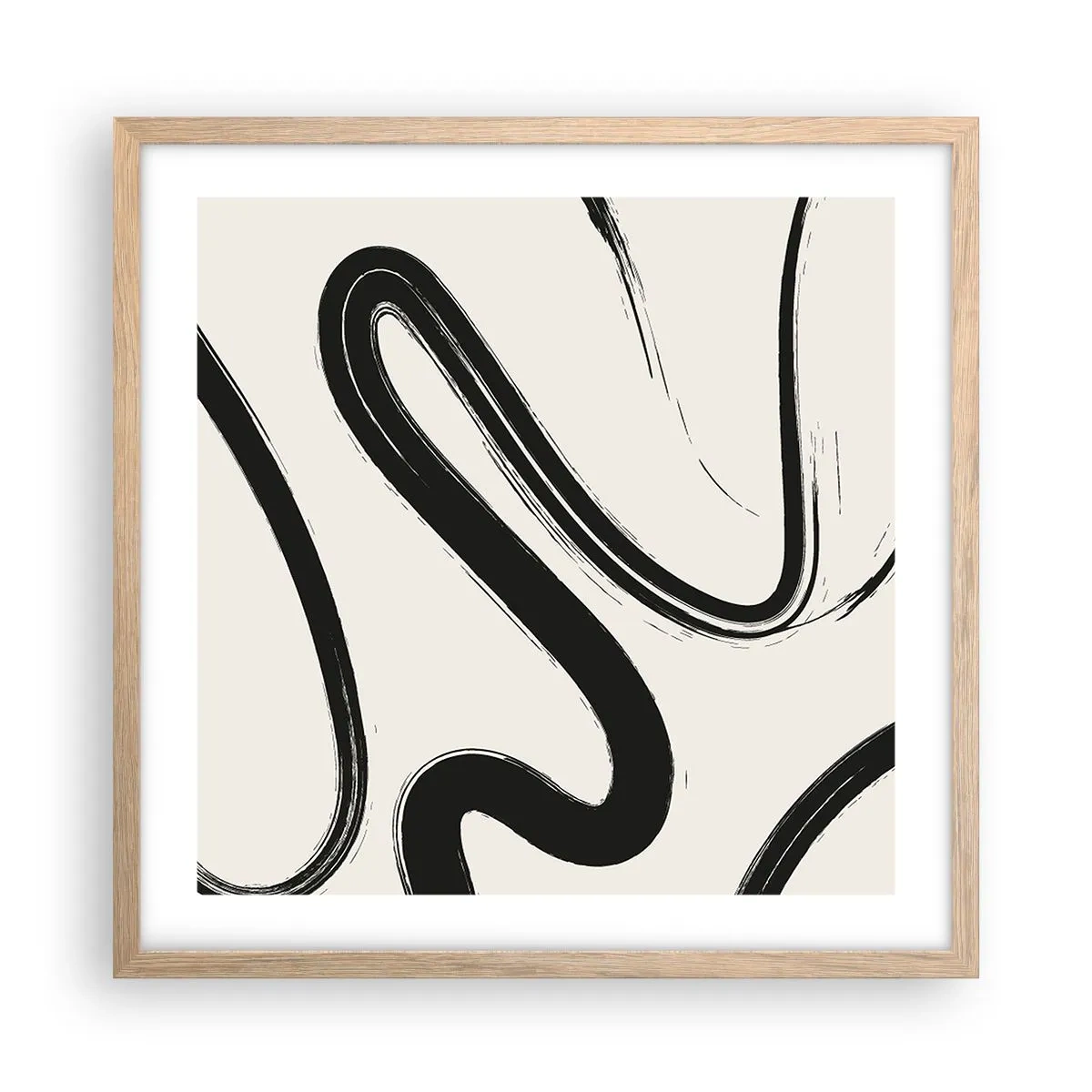 Poster in cornice rovere chiaro - Capriccio bianco e nero - 50x50 cm