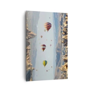 Quadro su tela - Stampe su Tela - Palloncini colorati su un paesaggio roccioso - 80x120cm - Qui tutto è possibile - Decorazione murale moderna per soggiorno e camera da letto ARTTOR