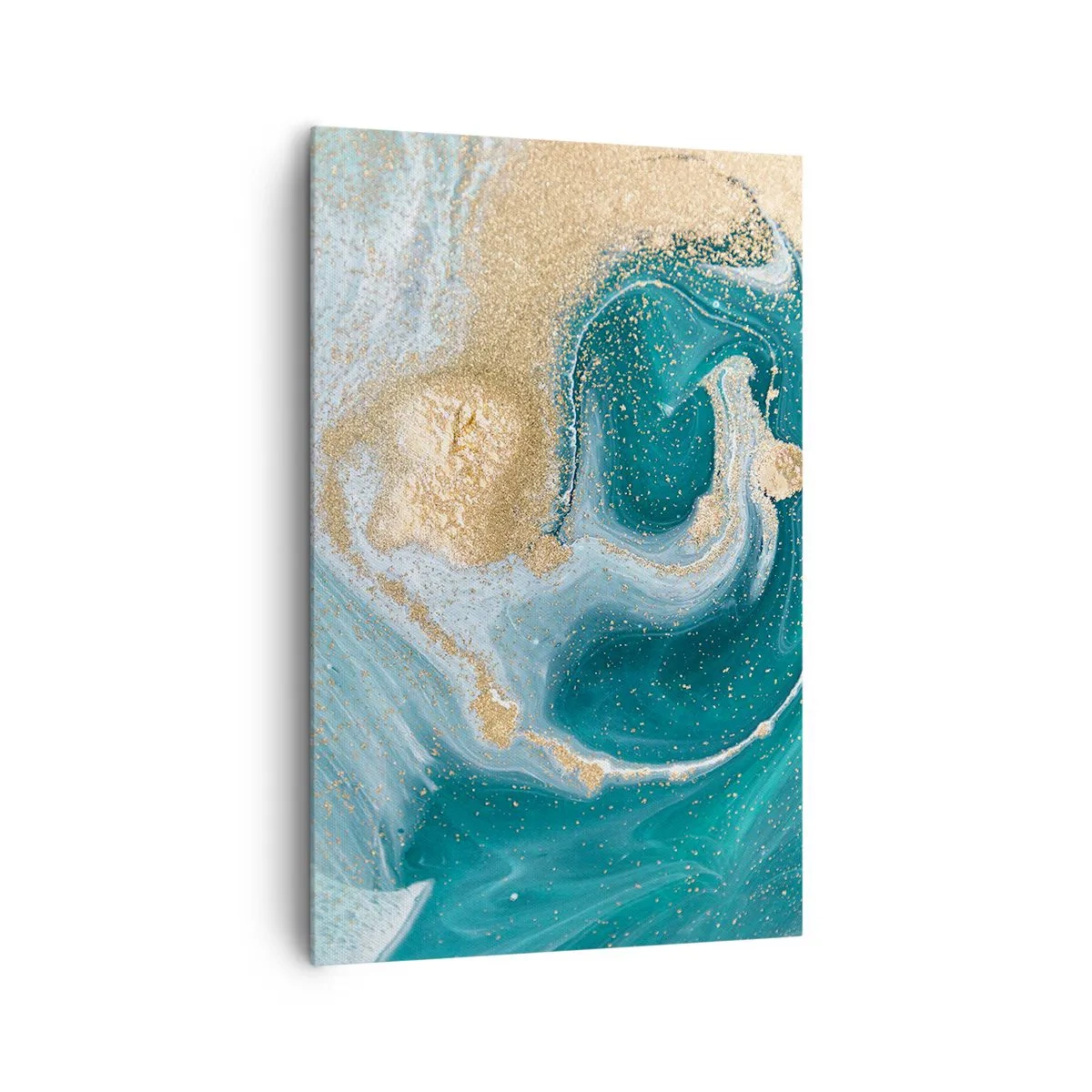 Quadro su tela - Stampe su Tela - Vortice astratto nei toni del turchese e dell'oro - 80x120cm - Vortice di oro e turchese - Decorazione murale moderna per soggiorno e camera da letto ARTTOR