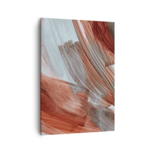 Quadro su tela - Stampe su Tela - Pennellate astratte nei toni del rame e del grigio - 50x70cm - Astrazione autunnale e ventosa - Decorazione murale moderna per soggiorno e camera da letto ARTTOR