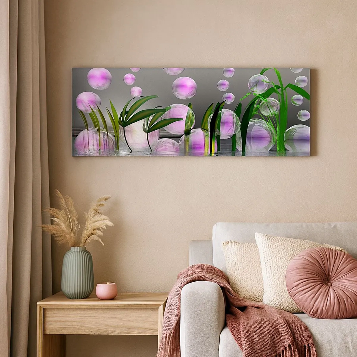 Quadro su tela - Stampe su Tela - Composizione meditativa su leggerezza e vita - 100x40 cm