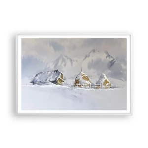 Poster in cornice bianca - Nella valle innevata - 100x70 cm
