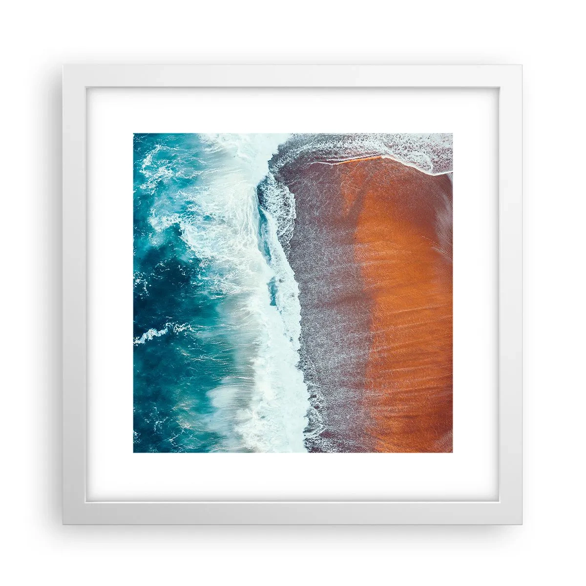 Poster in cornice bianca - Il tocco dell'oceano - 30x30 cm
