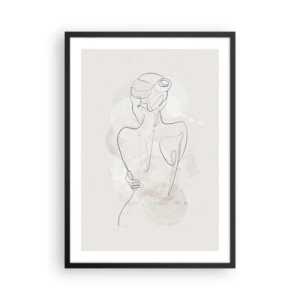 Poster in cornice nera - Una delicata silhouette femminile in una linea continua - 50x70cm - Come uno strumento delicato - Decorazione murale moderna per soggiorno e camera da letto ARTTOR