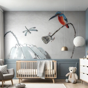 Fotomurali Premium Sand - La vita del prato - Astrazione, Uccello, Fiore - 500x350 cm