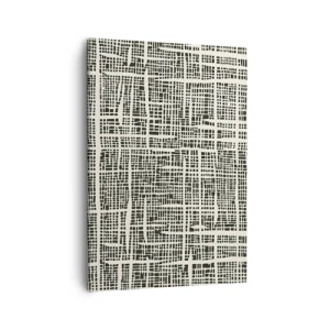 Quadro su tela - Stampe su Tela - Un motivo geometrico che ricorda una griglia su uno sfondo chiaro - 50x70cm - Composizione tessuta - Decorazione murale moderna per soggiorno e camera da letto ARTTOR