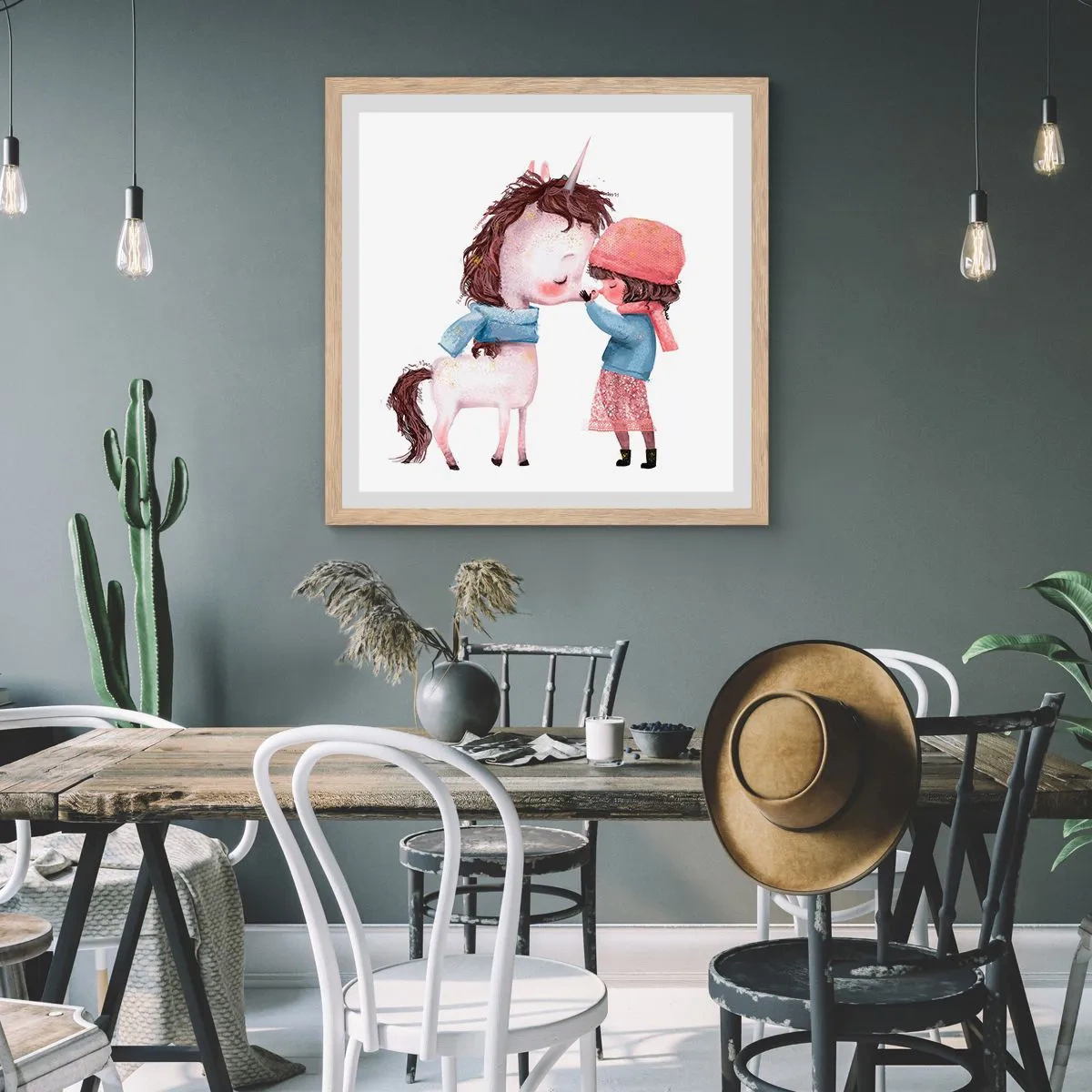 Poster in cornice rovere chiaro - Racconto d'inverno - 40x40 cm