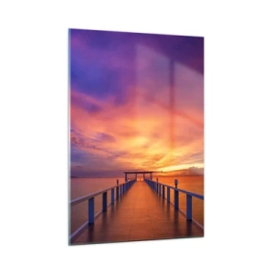 Quadro su vetro - Il molo sullo sfondo del tramonto - 50x70cm - Senza fine - Decorazione murale moderna per soggiorno e camera da letto ARTTOR