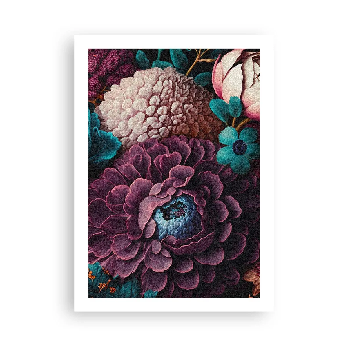 Poster - Una composizione floreale in tonalità intense - 50x70cm - Ricchezza della natura - Decorazione murale moderna per soggiorno e camera da letto ARTTOR
