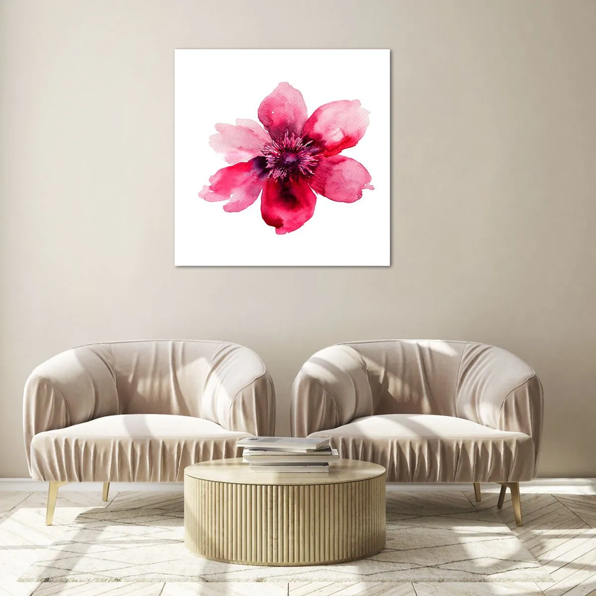 Quadro su vetro - Bacio profumato al carminio - 50x50 cm