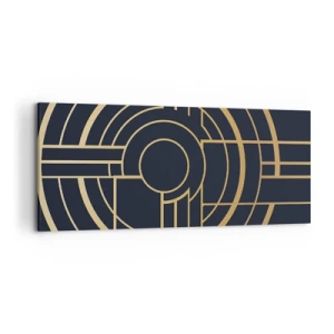 Quadro su tela - Stampe su Tela - Motivo geometrico con linee dorate - 120x50cm - Il giro delle cose - Decorazione murale moderna per soggiorno e camera da letto ARTTOR