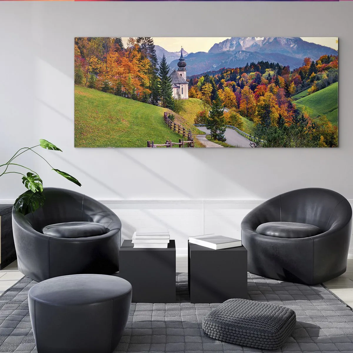 Quadro su vetro - Un paesaggio come dipinto - 90x30 cm