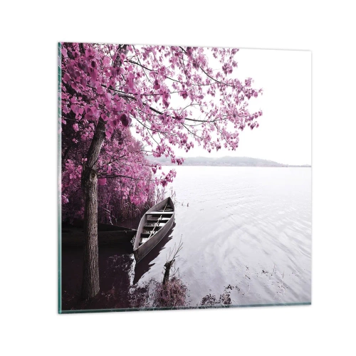 Quadro su vetro - Nel silenzio rosa - 50x50 cm