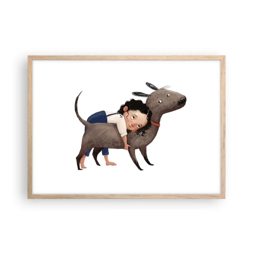 Poster in cornice rovere chiaro - I migliori amici - 70x50 cm