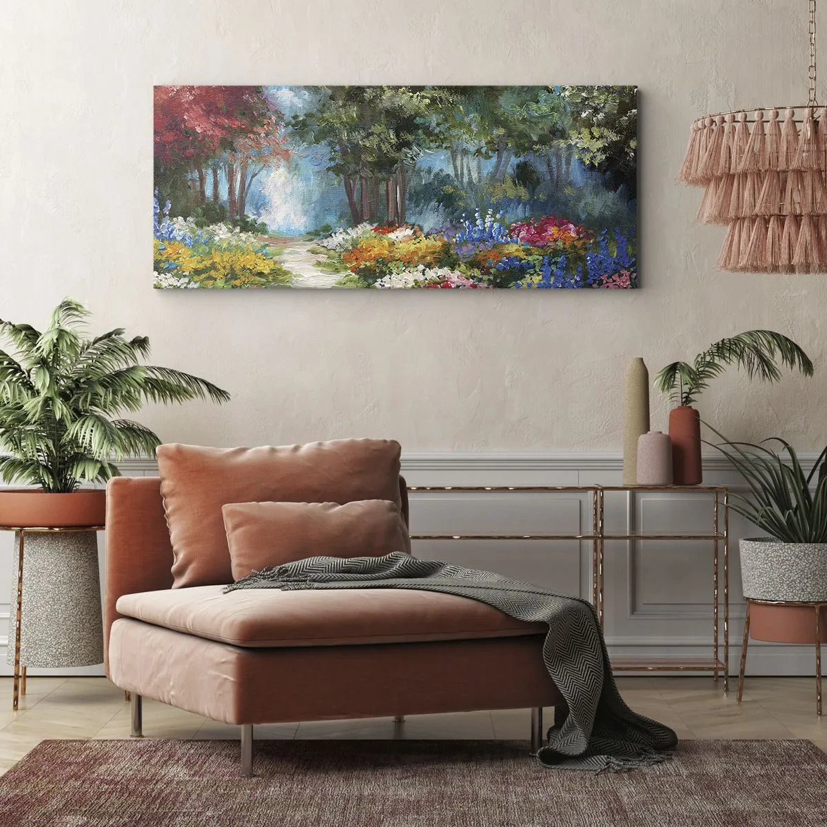 Quadro su tela - Stampe su Tela - Il giardino del bosco d'aprile - 100x40 cm