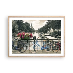 Poster in cornice rovere chiaro - I colori delle strade di Amsterdam - 70x50 cm