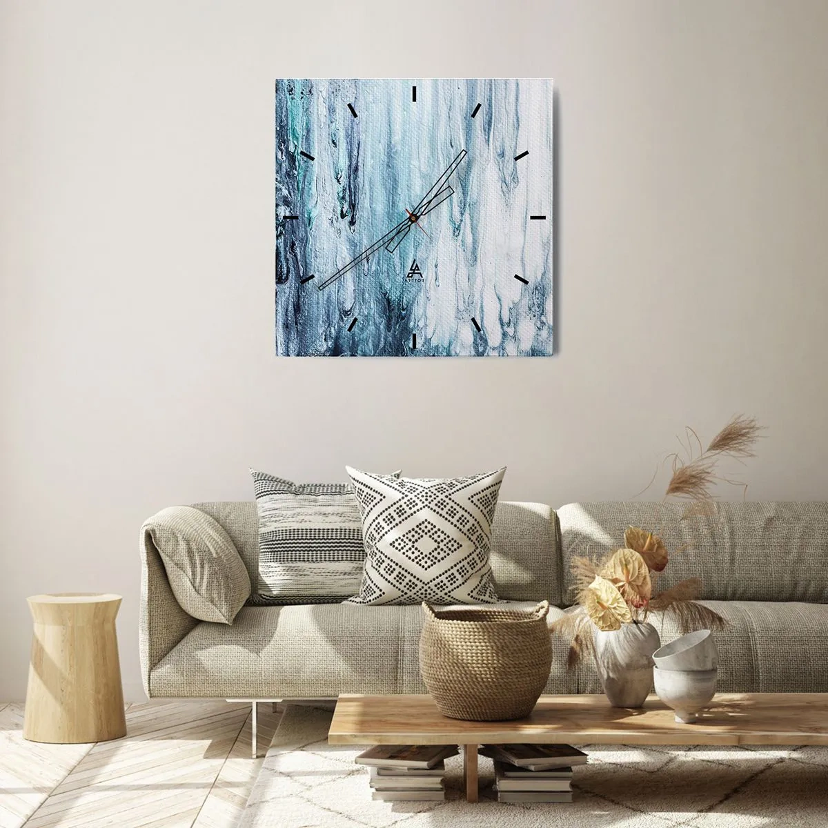 Orologio da parete - Orologio in Vetro - Ghiaccio blu - 30x30 cm