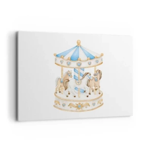 Quadro su tela - Stampe su Tela - Una giostra dai colori pastello su sfondo bianco - 120x80cm - Dolce infanzia - Decorazione murale moderna per soggiorno e camera da letto ARTTOR